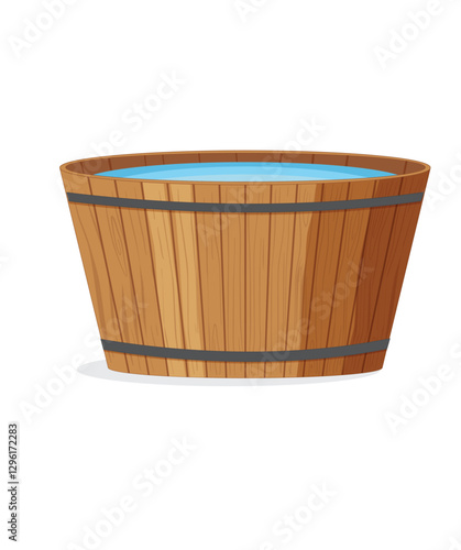  Water in Wooden barrel vector