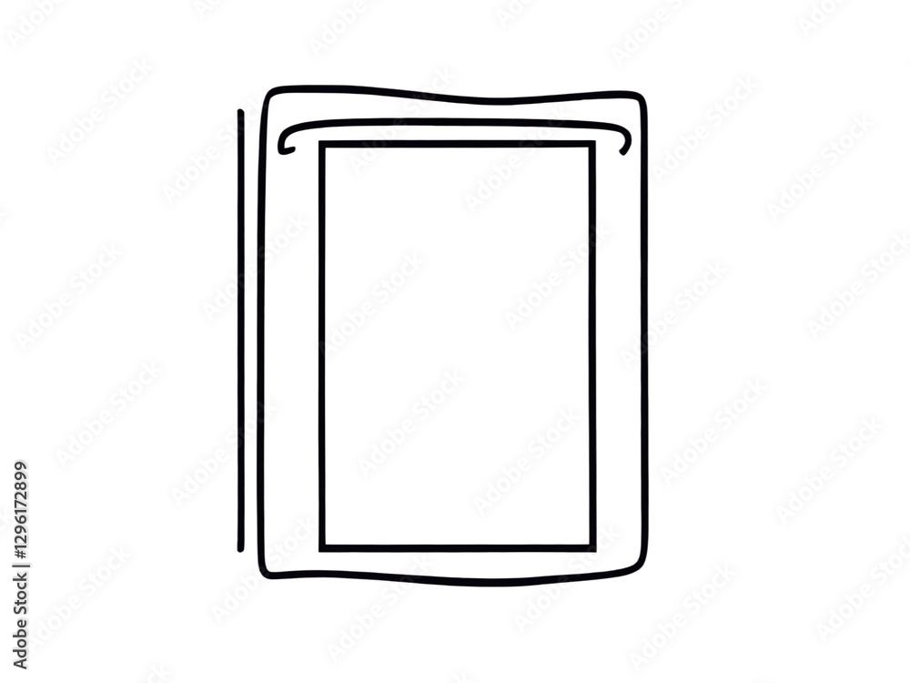 Drawing a simple sketch of a blank picture frame art studio illustration creative space close-up minimalism Drawing a simple sketch of a blank picture frame art studio illustration creative space close-up minimalism