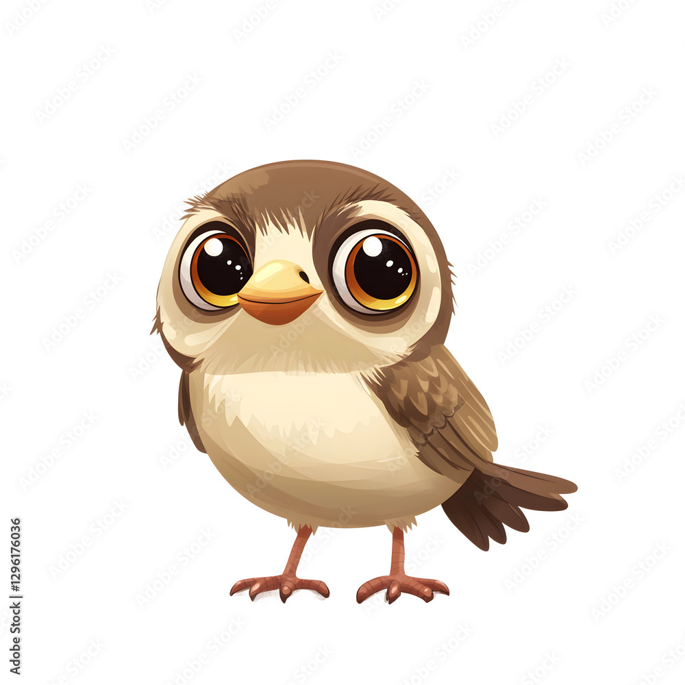 Fototapeta premium Children's Book-Style Vector of a Sparrow