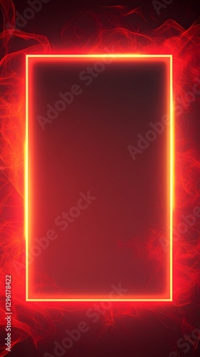 A red and orange glowing rectangular frame with vibrant effects