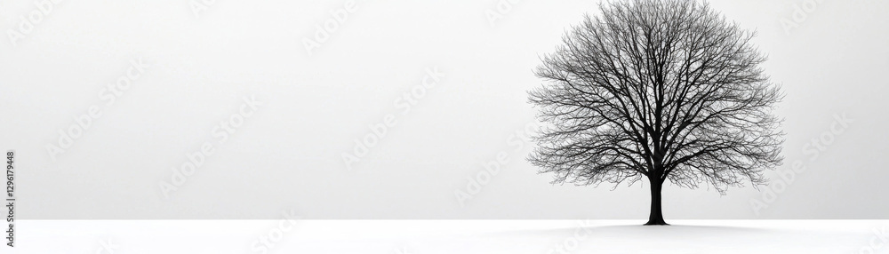 Minimalist funeral service. Lonely tree silhouette against a minimalistic white background. Minimalist funeral service. Lonely tree silhouette against a minimalistic white background.
