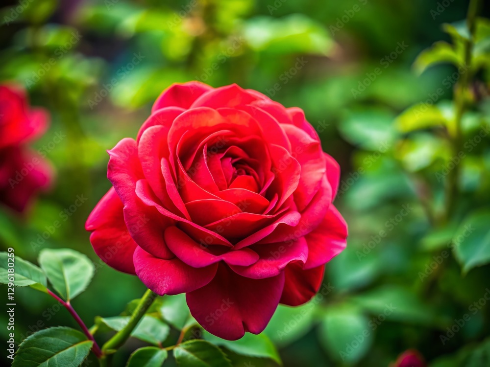 Close-Up Vibrant Red Rose, Tilt-Shift Miniature Effect, Naturalistic Flower Photography Close-Up Vibrant Red Rose, Tilt-Shift Miniature Effect, Naturalistic Flower Photography
