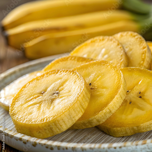 ripe banana fruit slices close up