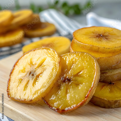 ripe banana fruit slices close up