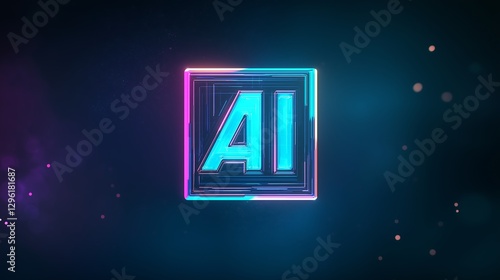 ネオンが光るAIのロゴ