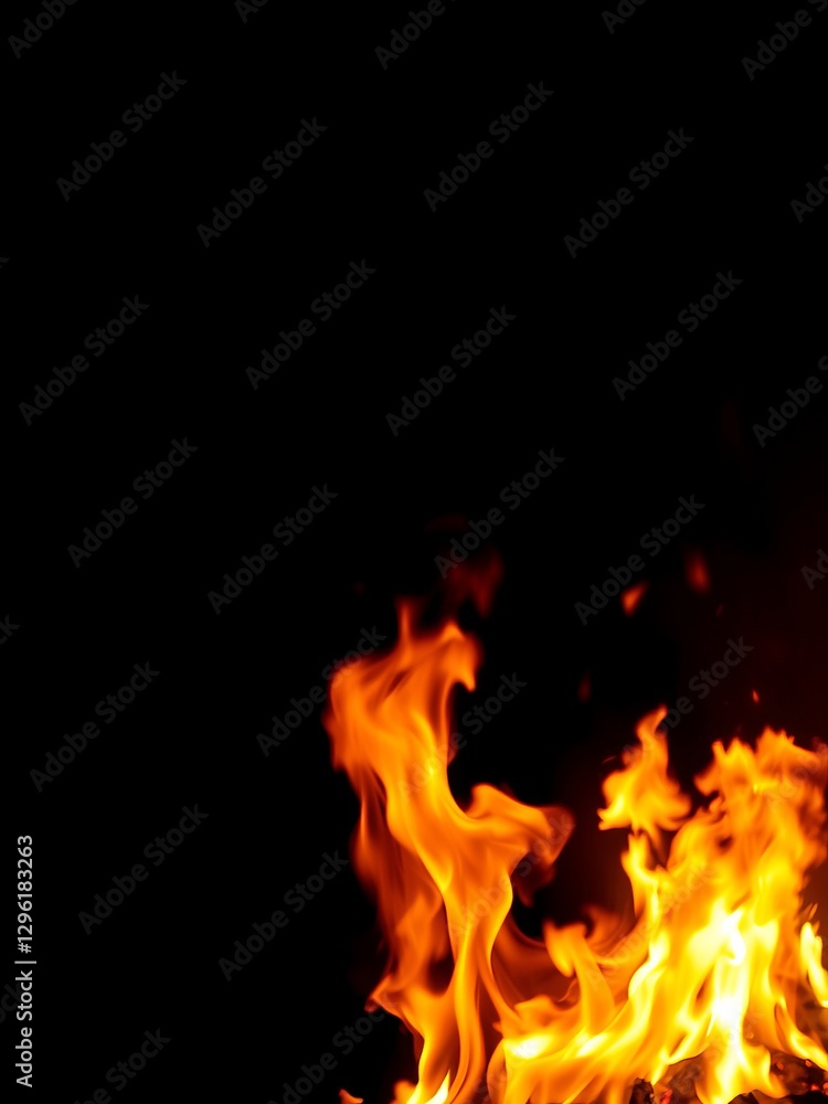 Intense Flames Erupting from Fire Illuminating Dark Surroundings Creating a Dramatic Atmosphere Intense Flames Erupting from Fire Illuminating Dark Surroundings Creating a Dramatic Atmosphere