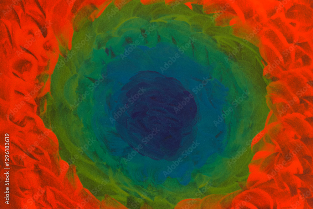 Obraz premium Vibrant abstract painting with circular green and red patterns