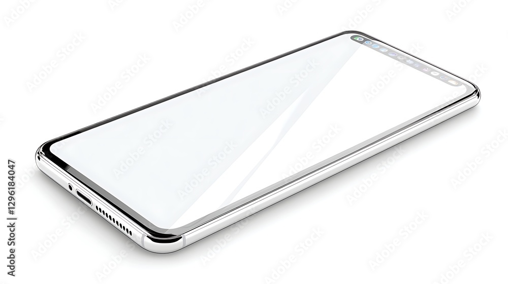 Sleek Modern Smartphone with Blank White Screen Isolated on White Background Sleek Modern Smartphone with Blank White Screen Isolated on White Background