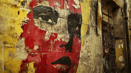 Wallpaper Mural Urban Decay  Abstract Face Mural on Weathered Wall Torontodigital.ca