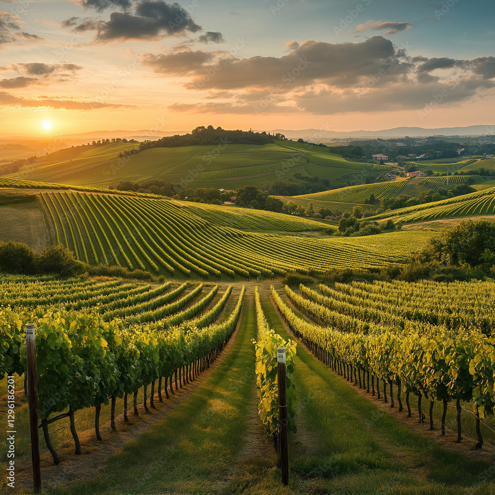 Fototapeta premium Vineyard at sunset