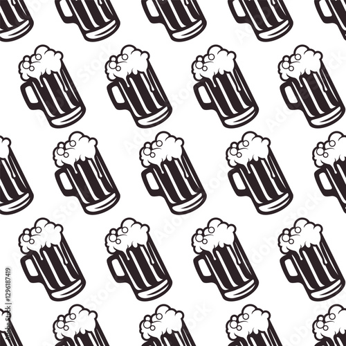 Glass of beer seamless pattern vector