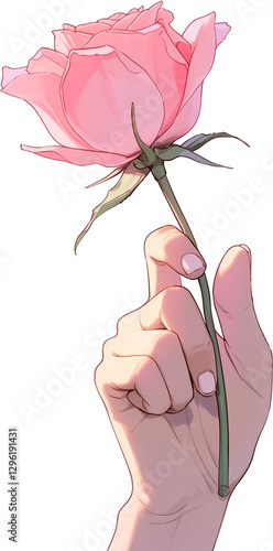 hand holding pink rose
