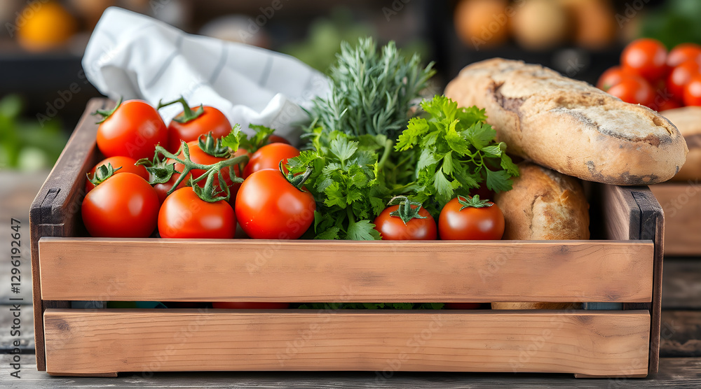 Farmers Market Crate Mockup with Fresh Produce Farmers Market Crate Mockup with Fresh Produce