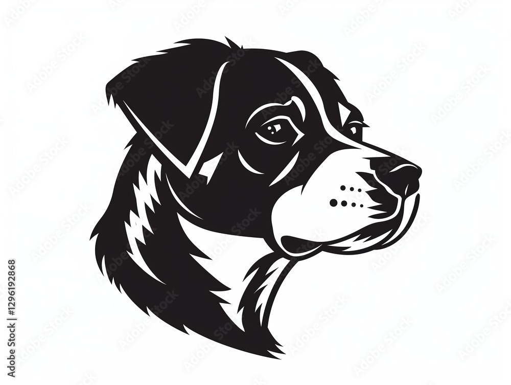 Close up of simple,dog,Logo with thick black and whiteoutline style, smooth edges,one color Close up of simple,dog,Logo with thick black and whiteoutline style, smooth edges,one color