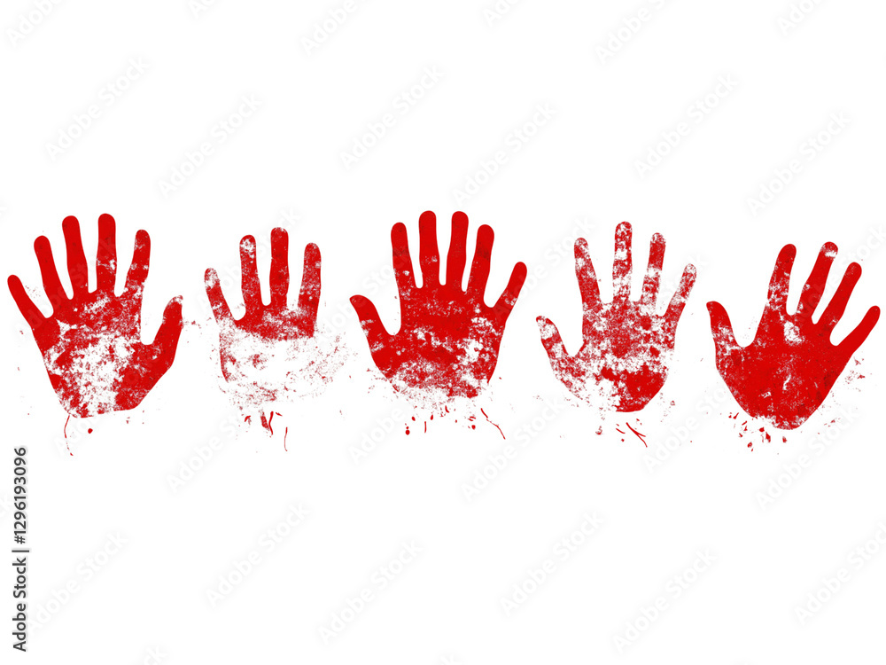 Set bloody handprint, gore isolated on png transparent background Set bloody handprint, gore isolated on png transparent background