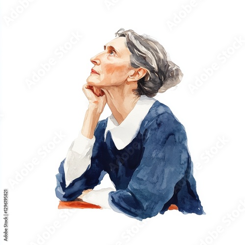 Vector Style Illustration of a Character Representing Virginia Woolf