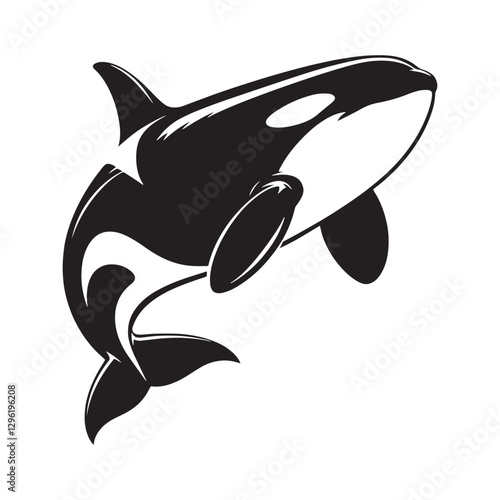 Enigmatic Orca silhouette, a deep-sea marvel - Orca illustration - Minimalist Orca vector - Fish silhouette
