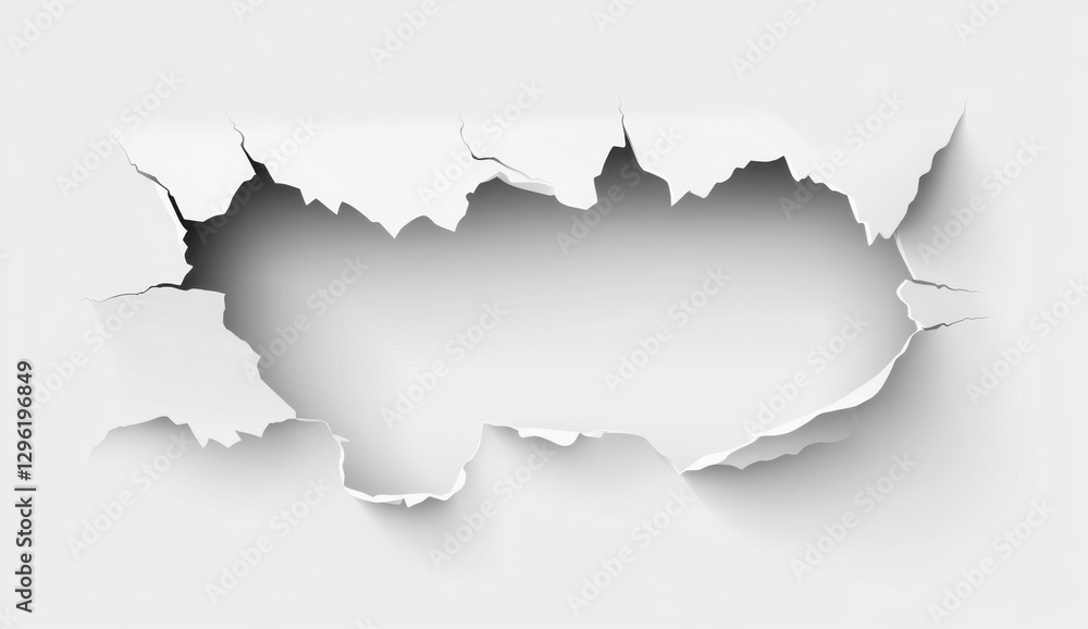 Obraz premium Torn Paper with Cracked Edges on Clean White Background