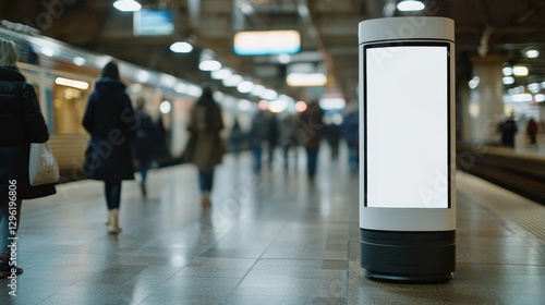 Wallpaper Mural Empty billboard at train station with blurred passersby  ideal space for your advertising campaign Torontodigital.ca