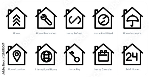 A set of 10 home icons as home, home renovation, home refresh