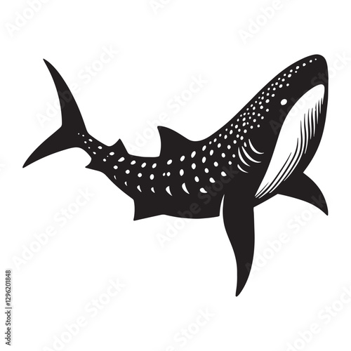 Awe-inspiring Whale Shark silhouette, the largest fish in existence - Whale Shark illustration - Minimalist Whale Shark vector - Fish silhouette
