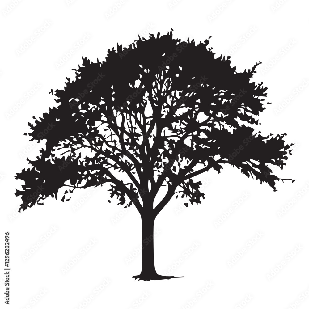 Obraz premium Black and white apple tree silhouette white Background