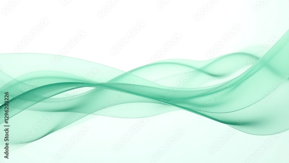 Fototapeta premium Abstract flowing green wave on a white background