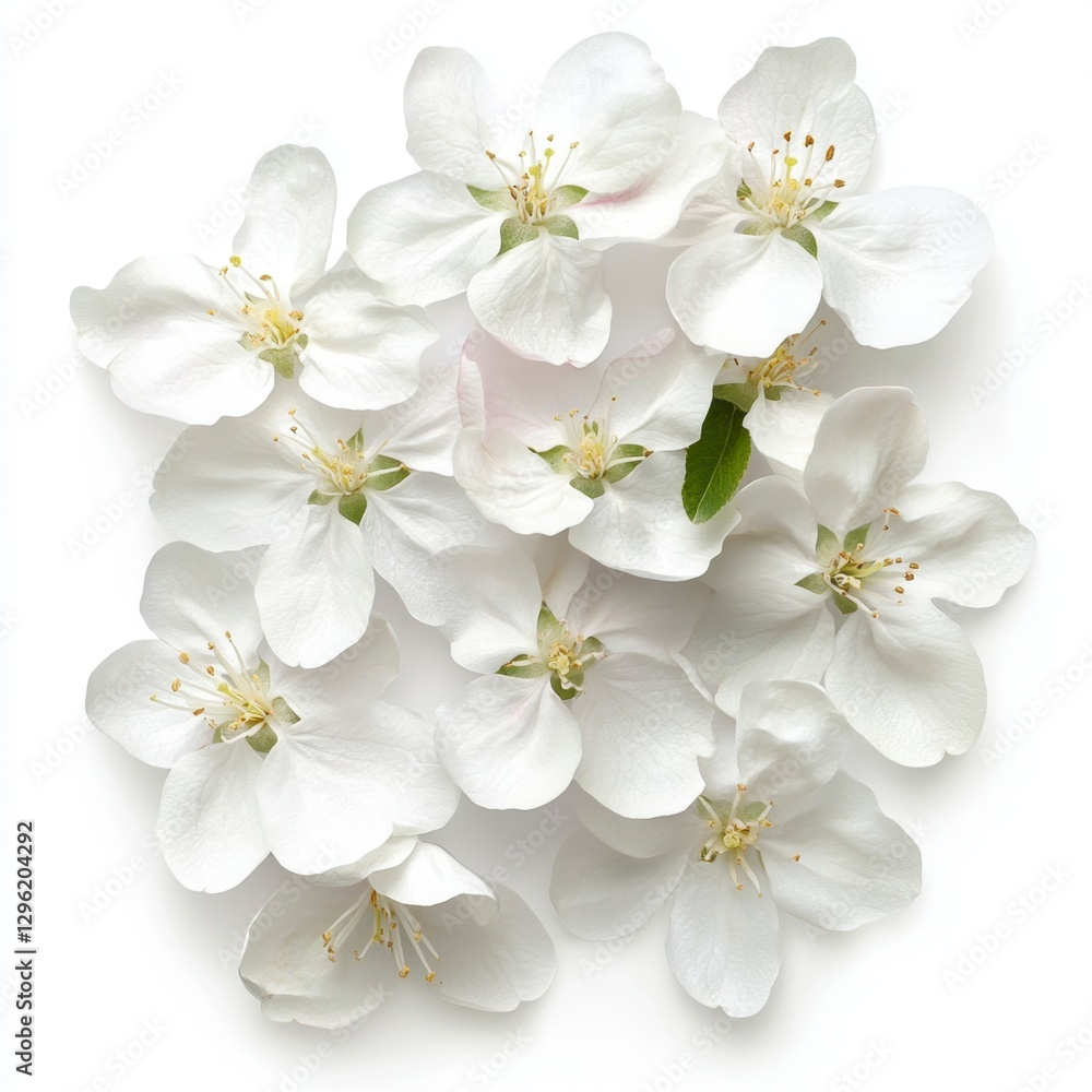 Obraz premium Delicate White Blossom Flowers on White Background for Nature Photography