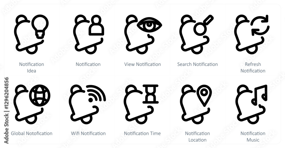 A set of 10 notification icons as notification idea, notification, view notificatio A set of 10 notification icons as notification idea, notification, view notificatio