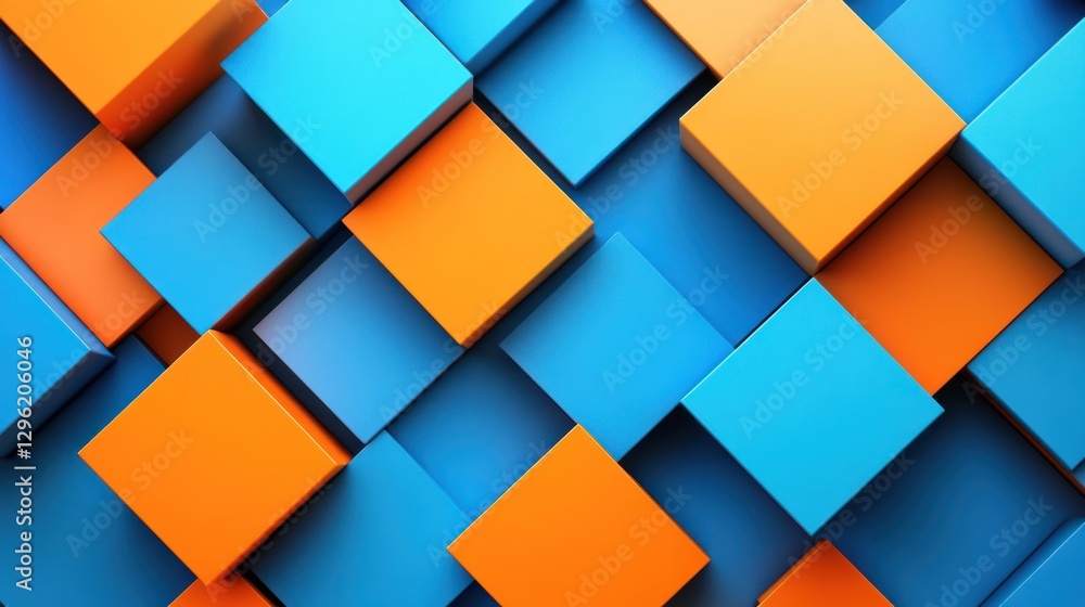 Abstract geometric pattern of overlapping cubes. Background vibrant color blocks. Use design inspiration, poster, wallpaper Abstract geometric pattern of overlapping cubes. Background vibrant color blocks. Use design inspiration, poster, wallpaper