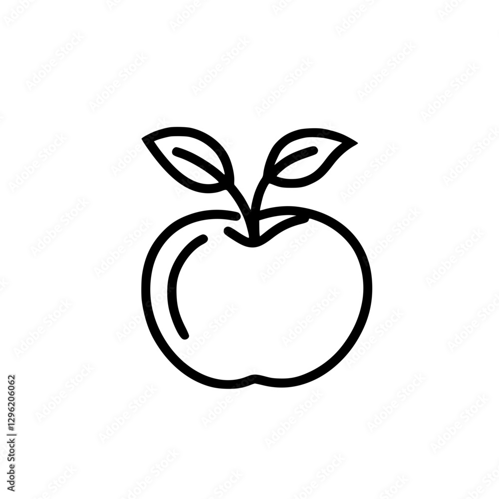 Apple with Leaves Icon Symbolizing Healthy Eating and Fresh Organic Food Apple with Leaves Icon Symbolizing Healthy Eating and Fresh Organic Food