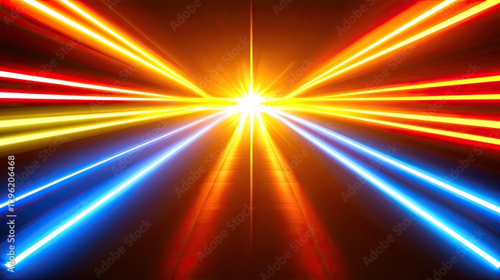 Obraz premium Abstract neon light streaks radiating outward