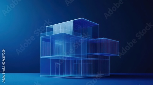 Abstract architectural house model, 3D rendering, futuristic design, digital illustration, design concept photo