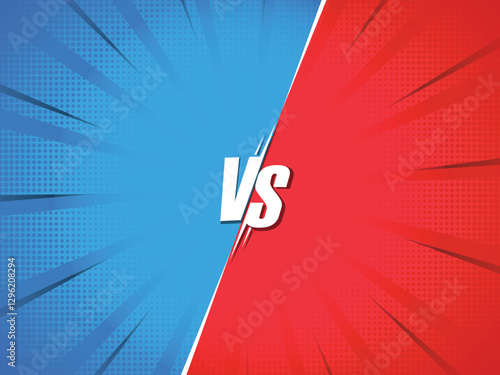 Cartoon comic background fight versus competition poster with halftone effect retro pop art style vector illustration