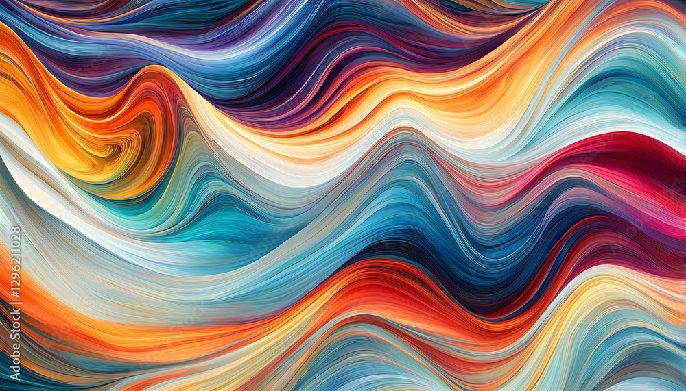 Fototapeta premium Abstract background featuring intricate, flowing white lines over a vibrant colored canvas
