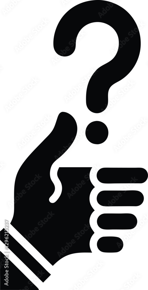 Black Silhouette of Hand Holding Question Mark - Symbolizing Inquiry, Curiosity, and Asking Questions - Ideal for Educational Content, Knowledge Sharing, Learning Resources, and Information Inquiry Black Silhouette of Hand Holding Question Mark - Symbolizing Inquiry, Curiosity, and Asking Questions - Ideal for Educational Content, Knowledge Sharing, Learning Resources, and Information Inquiry