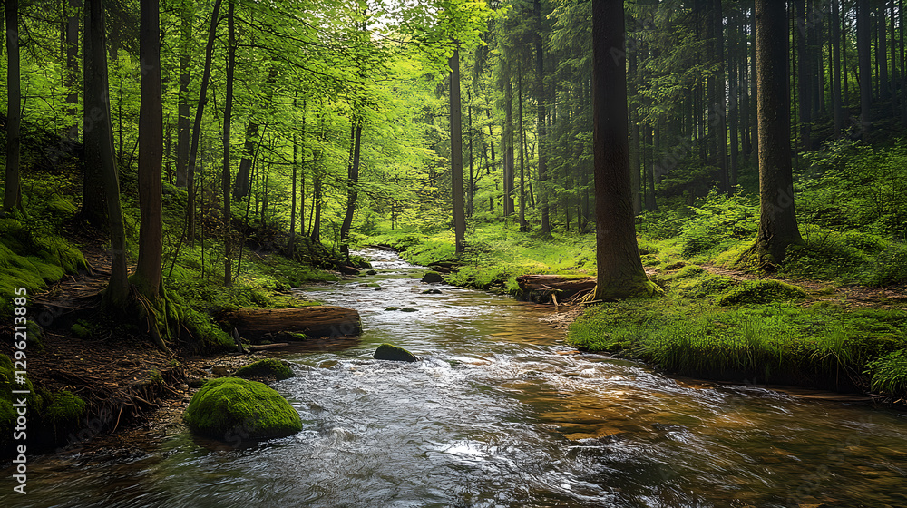 Fototapeta premium Mountain Forest and Lake View