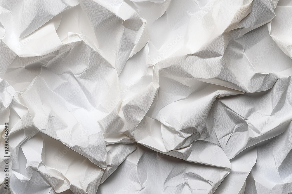 Obraz premium Crumpled paper texture background. Royalty high-quality free best stock of White wrinkly backdrop paper backgrounds, white fabric crushed textured crumpled, wrinkled sheet, copy space for text design