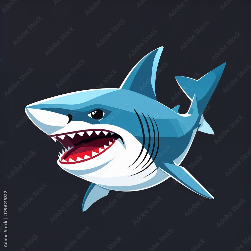 shark head on plain black background childish style illustration shark head on plain black background childish style illustration