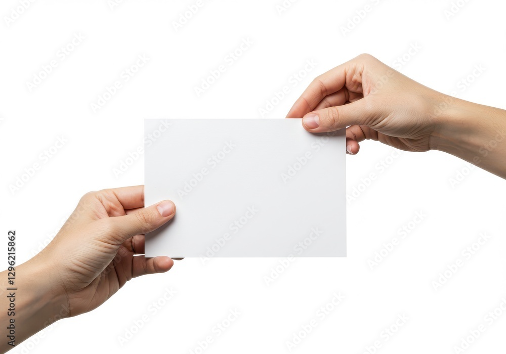 Hand holding blank paper, close-up, minimalist, white background, clean composition, simple gesture, communication concept, empty message Hand holding blank paper, close-up, minimalist, white background, clean composition, simple gesture, communication concept, empty message