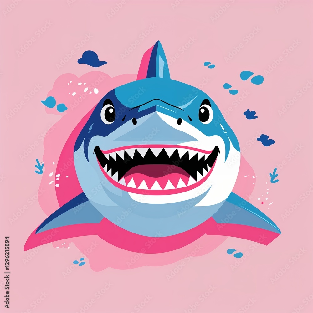 shark head on plain pink background childish style illustration shark head on plain pink background childish style illustration