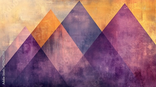 Abstract geometric mountain range displayed with textured overlapping gradients