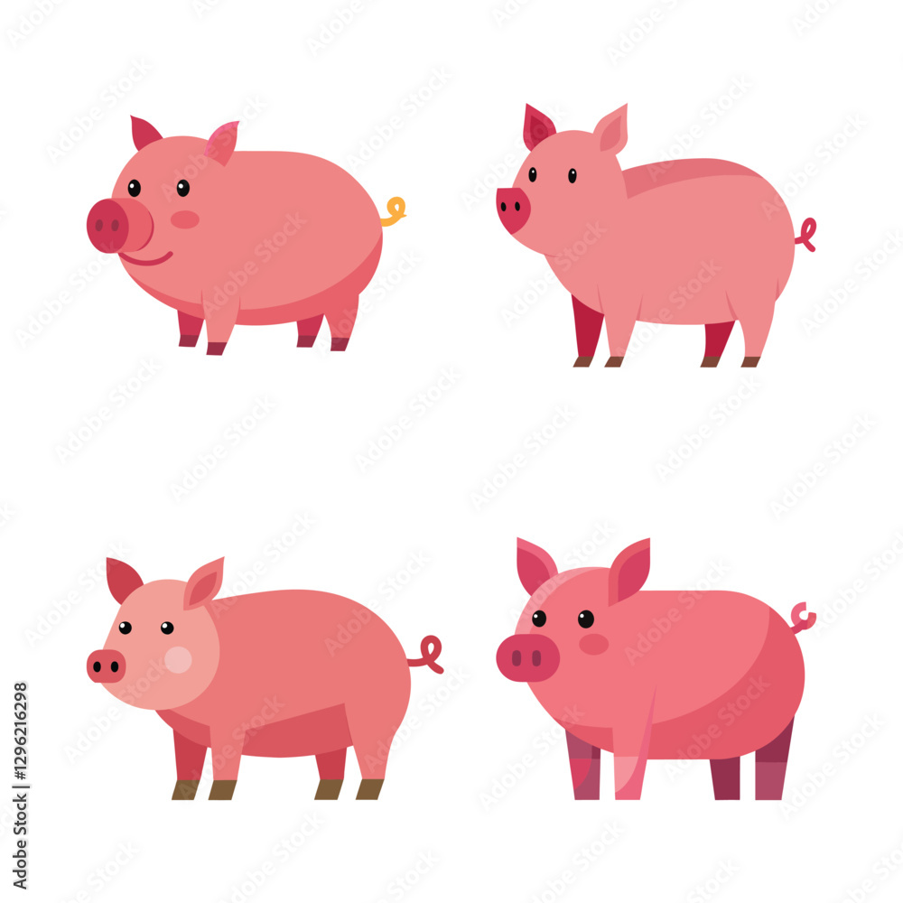 A simple digital drawing of a pink pig on a white background A simple digital drawing of a pink pig on a white background