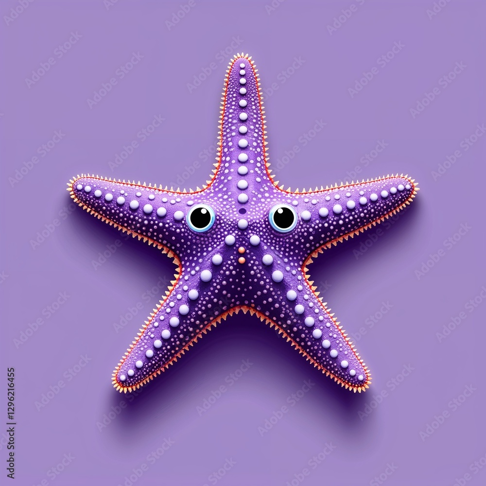 starfish head on plain purple background childish style illustration starfish head on plain purple background childish style illustration