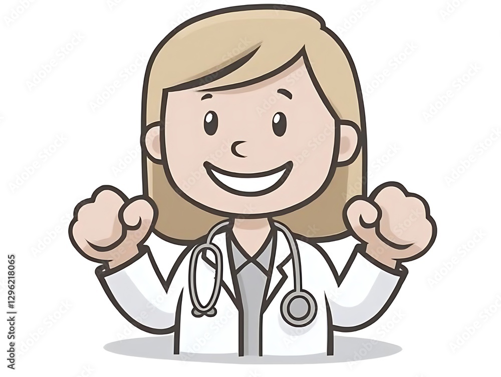 Doctor celebrating, white background, for presentations Doctor celebrating, white background, for presentations