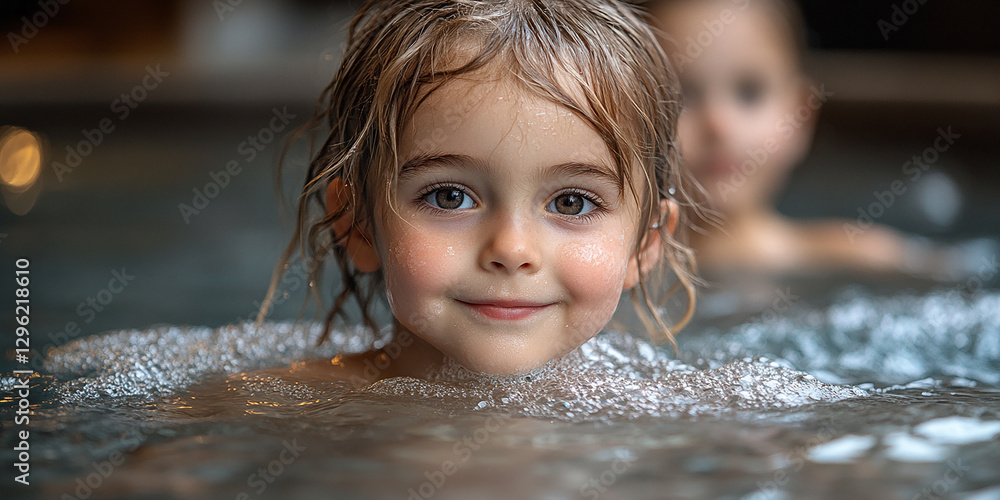 Portrait of children swimming in a pool