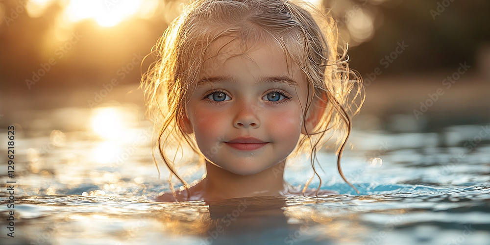 Portrait of children swimming in a pool
