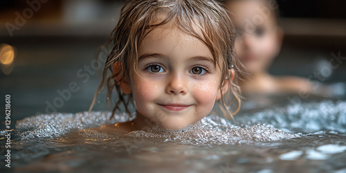 Obraz na płótnie Portrait of children swimming in a pool w salonie