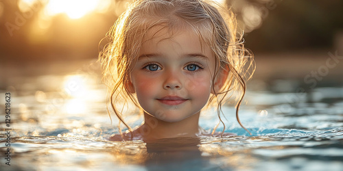 Obraz na płótnie Portrait of children swimming in a pool w salonie