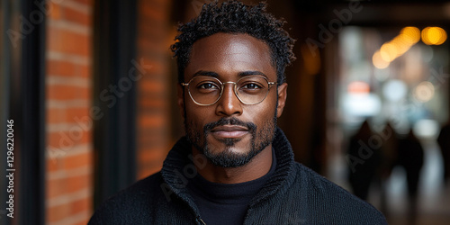 Obraz na płótnie Portrait of an attractive dark-skinned man wearing glasses w salonie